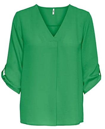JdY Damen Lange Freizeit Hemd Bluse 3/4 Ärmel Tunika Longshirt Loose Oberteil Locker Leicht JDYDIVYA, Farben:Grün-3, Größe:36