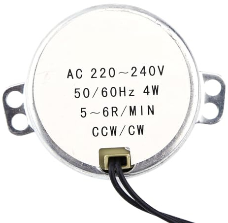 Qiilu turntable motor 1pc Moteur Synchrone Motoréducteur 4W CW CCW Courant Alternatif 220-240v pour mécanisme de ventilation par ventilateur électrique (5-6RPM)