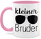Tasse Tassen 325ml - Kleiner Bruder mit Sonnenbrille - 325 ml - Rosa - little bro 2024 brüder kleine brother geschenk kleinen