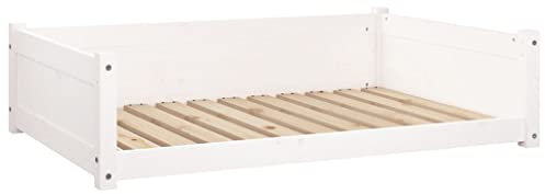 vidaXL Hundebett Weiß 105,5x75,5x28cm Massivholz Kiefer Hundesofa Haustiersofa