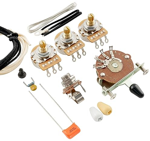 Musiclily Pro Guitarra Eléctrica DIY Kit de Electrónica para American Strat Style SSS con Selector 5 Posiciones y 3A Potenciometros, Nickel Jack