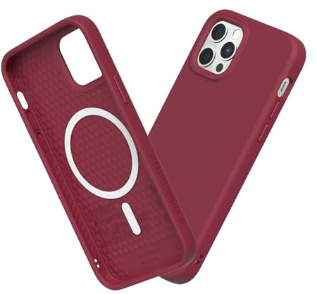 RhinoShield Hülle kompatibel mit [iPhone 12/12 Pro] | SolidSuit - MagSafe-kompatibel -Stoßdämpfende & schlanke Schutzhülle mit Premium Finish - 3.5 Meter Fallschutz - Bordeauxrot