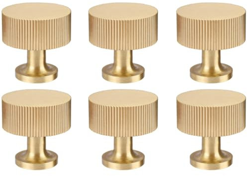 RZDEAL 6pcs Solid Brass Cabinet Knobs Pulls - Gold Modern Handles (1x1/25mmx25mm), Brushed Brass Finish