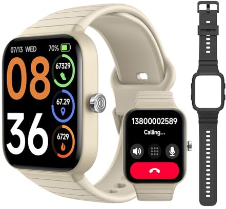SKG Smartwatch für Damen und Herren, Alexa integriert, extra schwarzes Band, IP68 Smartwatch für Android iPhones, 100+ Sport 1,8 Zoll Fitness Tracker mit Herzfrequenz SpO2 Monitor, V7 Cyber (Rosa)