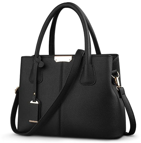 SODOLLEE Handtasche Damen Elegant Henkeltasche Exquisiter Anhänger Schultertasche PU Leder Frauen Umhängetasche für Reisen Shopper Arbeiten Schwarz