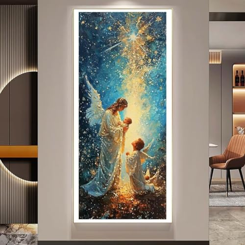 Diamond Painting XXL Groß 250x90 cm Diamant Painting Bilder Krippe Geburt von Jesus Diamond Art Painting Kits,DIY Basteln Erwachsene Malen Nach Zahlen Full Diamant Painting Zubehör Set Wand Dekor U217