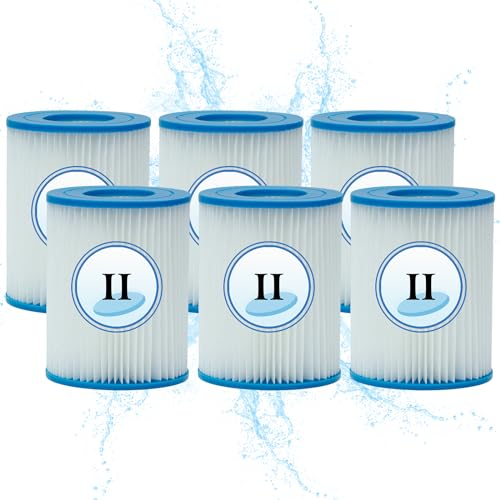 Denkmsd Filterkartusche Typ II, für Bestway 58094 - Filterkartusche für Poolfilter, Ersatzfilter für Bestway Typ II, für Bestway 58383 - Filterkartusche Typ II (6 Stück)