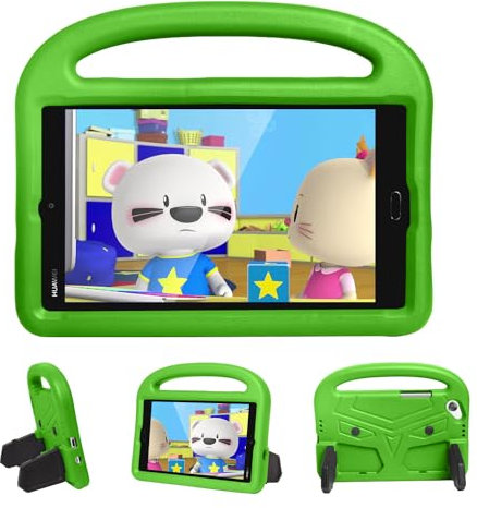 BARALARIQIU Funda para Huawei M3/T3 de 8 pulgadas, a prueba de golpes, suave, ligera, con asa, función atril, funda protectora para tableta, color verde