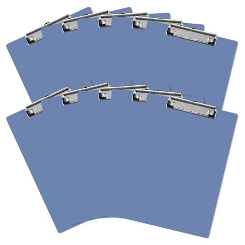 SHUESS 8 Stück A4 Klemmbrett, Clipboard Set Schreibbrett mit Metallclips Klemmbrett Schwarz Zwischenablage für Studenten, Büro - Blau