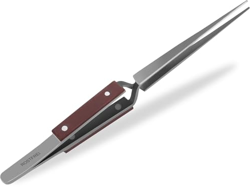 Pincette de serrage Pincette à souder Pointe droite Lisse Pincette à bijoux Pincette technique à souder Manche isolant en fibre dure - Acier inoxydable - Qualité de marque InstrumenteNrw