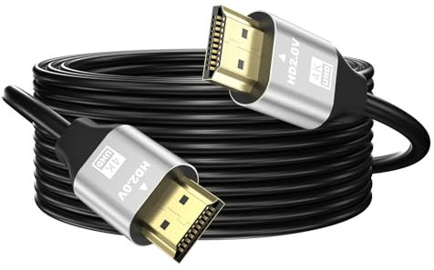 grofyllaa 4K Cable Hdmi 10 m, Hdmi de alta velocidad 2.0 Cable 4K@60Hz 2K@120Hz, conector chapado en oro HDCP 2.2 &2.3 para HDTV/Blu Ray reproducción/proyectores/portátiles /PS4/PS5 (plata)