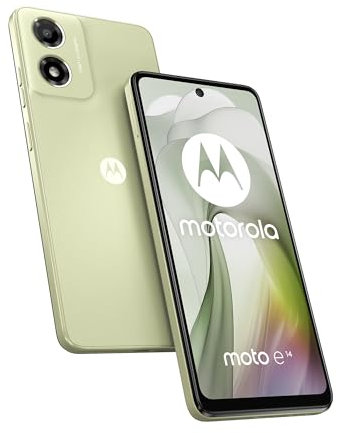 Motorola E14, 64 Go RAM 2 Go, écran 6,6, Batterie 5000 mAh, Version française, Chargeur + câble USB + Coque Inclus, Vert anis