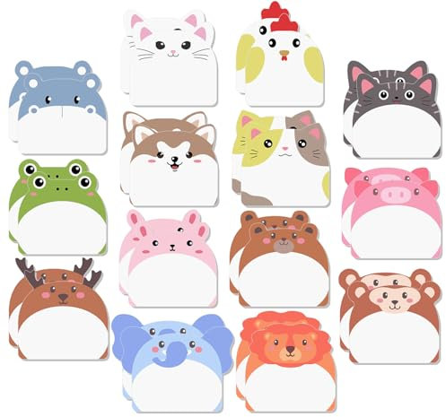 28 Pack Kinder Haftnotizen,Agoer Haftnotizen Kleine,Cartoon Niedliche Haftnotizen Klebezettel,Schulsachen TierföRmiger Haftnotizblock ideal für Büro, Kinder, Studenten, Kindergeburtstagsgeschenk