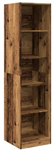 vidaXL Kleiderschrank, Garderobenschrank mit 5 Fächern, Kleiderregal Schrank für Schlafzimmer, Flurschrank Garderobe Dielenschrank, Altholz-Optik Holzwerkstoff