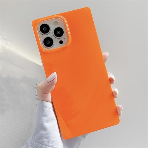 YVWUNH Phone Case Cover For iPhone 13 12 11 Mini Pro Max XS XR X 7 8 Plus SE 2020 Soft Liquid Silicone Square Straight Edge Green,orange,For iPhone 15 Pro