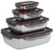 Leak-proof Stainless Steel Food Storage Container Set of 4 Meal Prep Food Container with BPA-free Lids Metal Fresh Storage Container for Freezer Oven Dishwasher Safe, 220ml/600ml/ 1500ml/ 2900ml