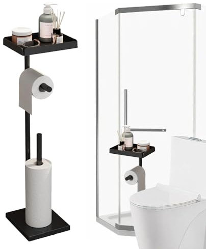 Freistehender Toilettenpapierhalter | Papierrollenhalter freistehend mit Aufbewahrungsregal für Badezimmer | Taschentuchrollenständer, abnehmbares und glattes Badezimmer-Aufbewahrungszubehör