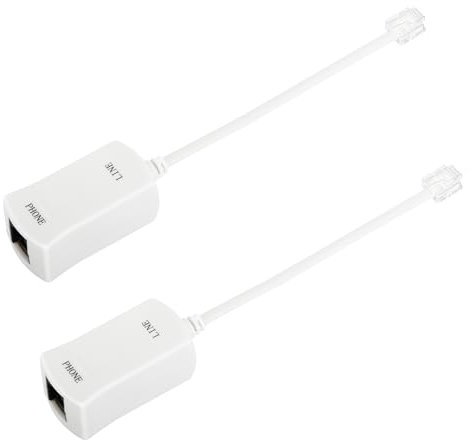 Uvital DSL Filter for Landline Phone, 2 Pack DSL Modem Phone Filter, RJ11 in-line ADSL Filters for Interference Elimination (White), Answering Machines/Fax Machines Compatible