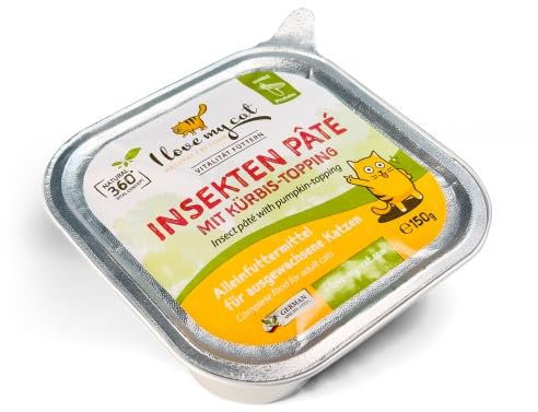 I Love My Cat Igelfutter nass mit Insekten - Insekten-Paté mit Kürbis-Topping - 150 g. Katzenfutter mit Insektenprotein - die perfekte natürliche Nahrungsquelle für Igel - leicht verdaulich und gesund
