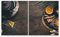 SMTDeco Herdabdeckplatte Ceranfeld Abdeckplatte Herdabdeckung Herdplatten Abdeckungen Induktionskochfeld 40x52 + 45x52 cm 2-tlg. Teekanne Honig Braun