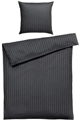Casa Nova Satin-Bettwäsche - Anthrazit - 155 x 220 cm - mit Reißverschluss