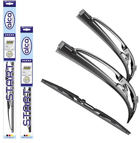 alca® Scheibenwischer Komplettset für FORD FIESTA V | 11.2001 - 06.2008, START, Nanographitbeschichtung, Klassischer vollverzinkter Stahlrahmen, Edelstahlfeder, Flexibel
