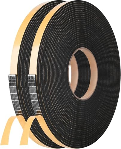 Selbstklebendes Schaumstoff-Klebeband, 1,27 cm x 1,27 cm x 5,1 m, hochdichte Schaumstoffisolierungsstreifen, schäumende Dichtung, Wetterabisolierung mit starkem Kleber für Tür und Fenster