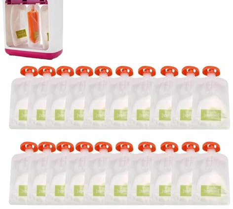 Quetschies Zum Selbstbefüllen, Quetschies Station Mit 10 Quetschbeutel Wiederverwendbar, Quetschie Halter, Fruchtpüree Smoothies Babynahrungs Füller Zubereiter(Nur Beutel Nahrungsergänzungsmitteln)