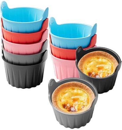 JasCherry 10 stampi per muffin in silicone, antiaderente, riutilizzabili, per muffin, muffin in silicone