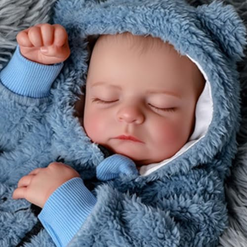 JIZHI Reborn Maschio - 20 Pollici Bambole Neonate Realistiche Fatte a Mano con Corpo in Stoffa Morbido - Bambola sembra un bambino vero (ragazzo occhi chiusi)