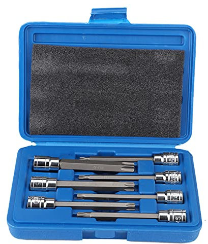 Culnflun 7Pcs 3/8inch Drive Extra Long Torx Star Bit Socket Set High Strength and Durability for Hard to Reach Areas Blue Case Included