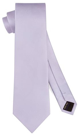 HISDERN Lilac Tie Silk Ties for Men Solid Necktie Classic Formal Neckties for Wedding Party 8.5cm