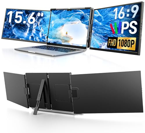 Dopesplay Estensore per schermo da 15,6 pollici per laptop, monitor portatile FHD 1080P IPS per laptop, triplo doppio monitor esteso compatibile con computer portatili Windows, Mac, Android, Chrome da
