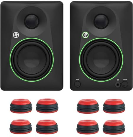 Mackie CR4.5BT - Monitores activos de estudio de 2 vías, altavoz Bluetooth con pies Keepdrum en caja rojos