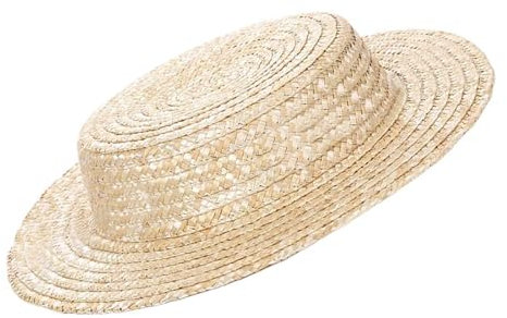 Btgghytr Gorro de paja tejido para mujer, transpirable, victoriano, sombrero de paja francés, sombreros planos para la playa, vacaciones, sol Ca, Paja de trigo original, Talla única