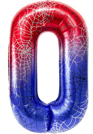 Fesnova Folienballon 0 mit Spinnenmotiv, 40 Zoll großer Aluminiumfolienballon, Rote Cartoon Partydekorationen für Jungen, Geburtstag, Babyparty, Neujahr, Jubiläumsbedarf (Nummer 0)