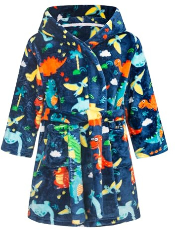 Baogaier Kids Bathrobe Hooded Girls Boys Dressing Gown, 2-8 years | with Hood and Belt, Lightweight, Pyjama with Pocket, Nightwear, Sleepwear, Unisex Robes, Soft Flannel Fleece, Kids Gifts