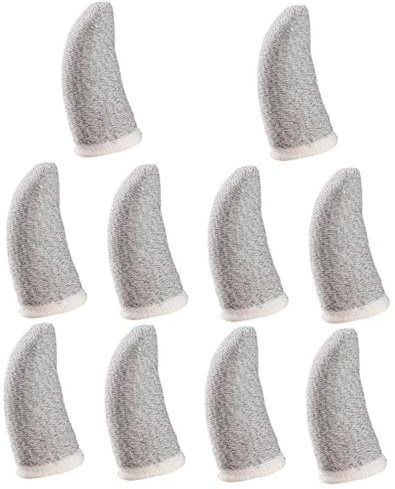 TOBBOMEY Flexible Touchscreen Finger Sleeves 10pcs Thin Anti-Sweat Silver Fiber Covers for Gaming, Comfortable Protective Thumb and Finger Cots for Mobile Game Players
