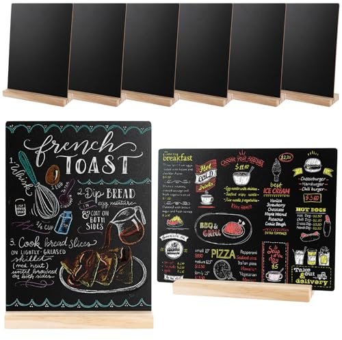 DAJAVE 8 Stück 15x20CM Kreidetafel Klein Schiefertafel zum Beschriften Kleine Tafel mit Holzsockel Schilder zum Beschriften Buffet Schilder für Küche Hochzeit Bar Restaurant Geburtstag Hochzeit Party