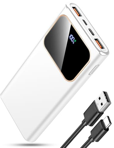 2026 Power Bank Fast Charging,Bateria Externa Carga Rapida 10000mAh 22.5W Cargador Portatil con Entrada y Salida USB C, para iPhone 17/16/15/14 Air Pro MAX Plus Mini, para Samsung Android(Blanco)