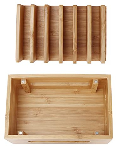 ZAWELIYO Station d'accueil pour Téléphone Portable en Bois de Bambou, Boîte de Rangement élégante pour Tablette, Bureau à Domicile, Salon, Salle D'étude, Chambre à Coucher
