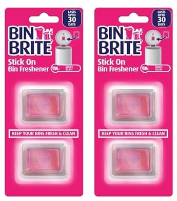 4x Stick On Bin Freshener Smelling Fresh Dustbins Swing Pedal Air Fragrance Berry Blast - Exclusive AG Total Health Bundle