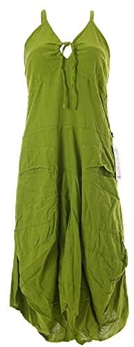 Vishes - Alternative Bekleidung - Lagenlook Ballonkleid mit verstellbaren Trägern lindgrün-hellgrün 36-38