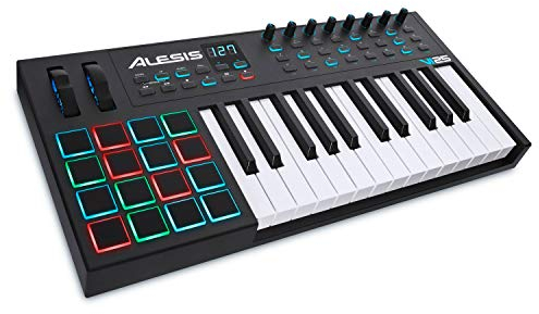 Alesis VI25 | 25-Key USB MIDI Semi-Weighted Keyboard Controller with 16 Pads, 8 Assignable Knobs, 24 Buttons and 5-Pin MIDI Out, Plus a Professional Software Suite Included