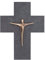 Schiefer / Bronzekreuz mit Corpus, 14,5 x 21 cm