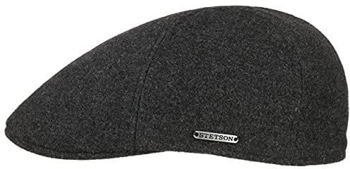 Stetson Texas Wool Gatsby Cap Herren - Mit Kaschmirwolle - 100% Baumwollfutter - Hoher Wollanteil - Mit edlem Markenpin - Doppellagiges Futterband - Schirmmütze Herbst/Winter anthrazit M (56-57 cm)