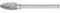 PFERD HM-Frässtift, Flammenform B, Zahnung 3 PLUS, Frässtift-ø 6mm, Schaft-ø 3mm, Länge 43mm, 21203633 – für universelle Anwendungen auf den wichtigsten industriell verwendeten Werkstoffen