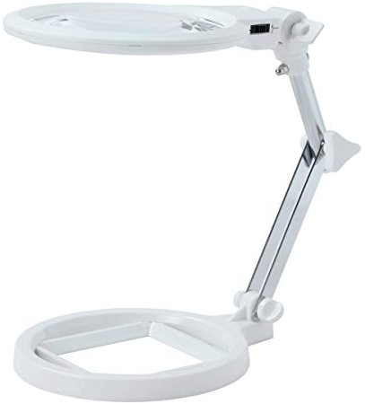 KATSU Schreibtischlampe mit Lupe, 2-fache Lupen mit LED-Licht, freihändig beleuchtete optische Glaslupe für Schmuckreparaturen, Basteln, Lesen und Naharbeiten 990748