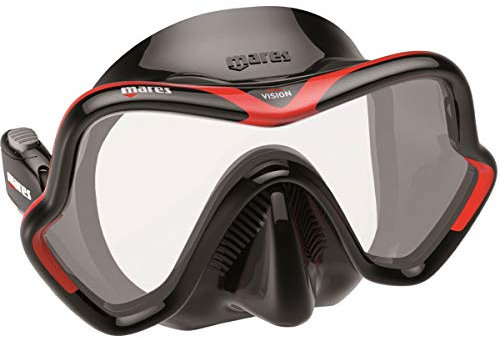 Mares Erwachsene Mask ONE Vision Taucherbrille, Rot/Schwarz, BX