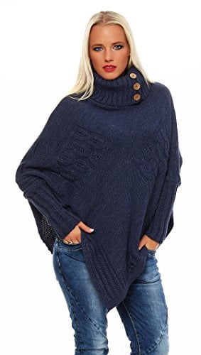 Mississhop Poncho Strick Sweatshirt Pullover Umhang Überwurf 30-01 Nachtblau